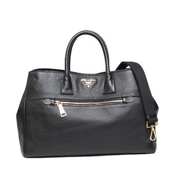 2014 Prada original grainy calfskin tote bag BN2545 black for sale